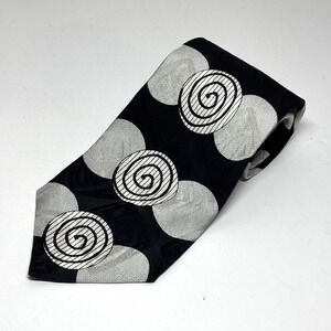 Bachrach Necktie Mens OS Black White Screenplay Martin Wong‎ Geometric